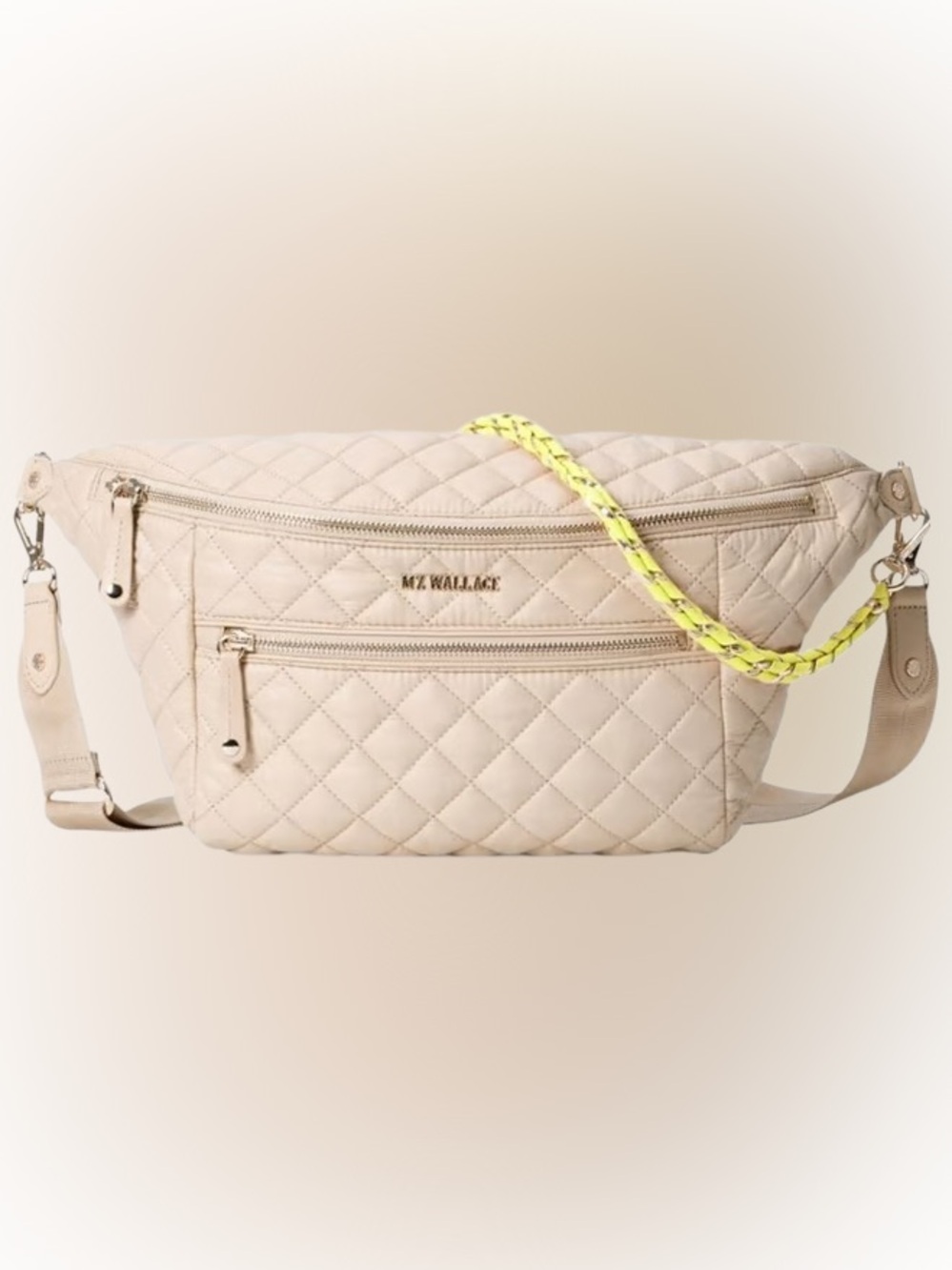 MZ Wallace Vintage Rare Color Small Crosby Neon Green & Beige Sling Bag Vintage